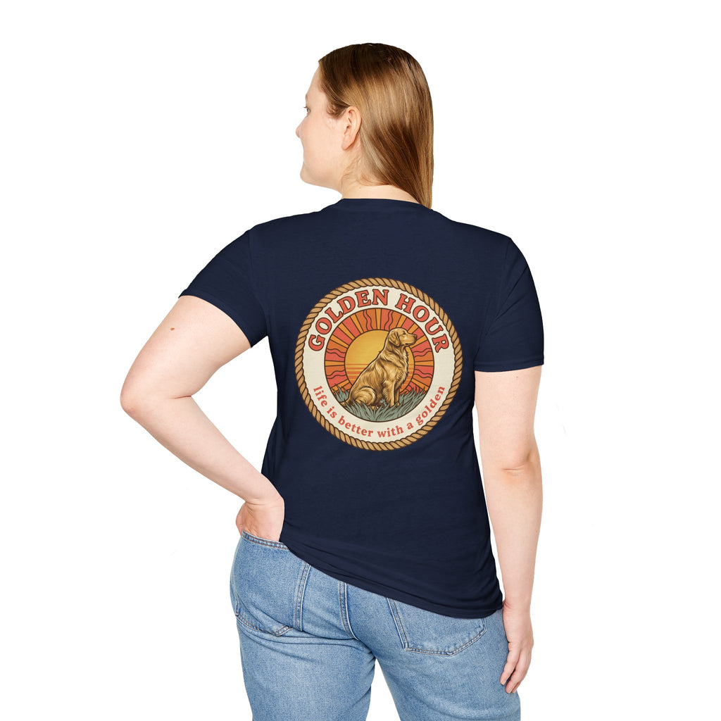 Golden Hour Dog T-Shirt — "Life Is Better With A Golden" Retro Paw Tee