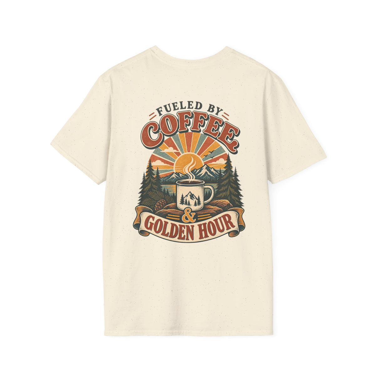Coffee & Golden Hour T-Shirt — Fueled by Coffee Vintage Outdoor Graphic Tee