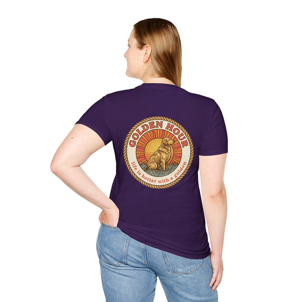 Golden Hour Dog T-Shirt — "Life Is Better With A Golden" Retro Paw Tee