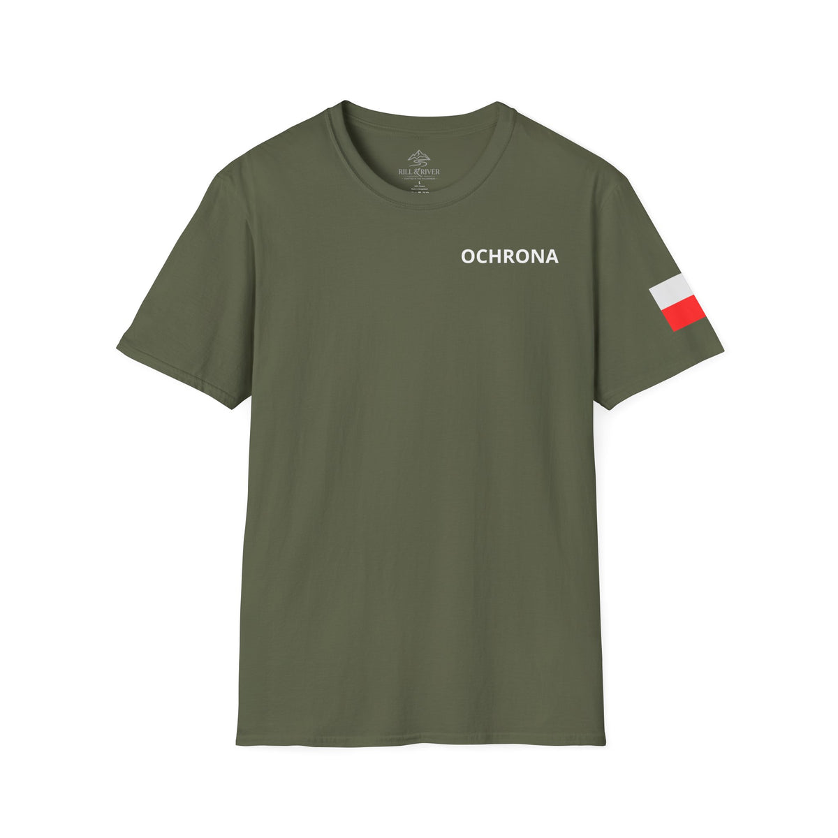 OCHRONA Security T‑Shirt — Polish Flag Sleeve Guard Tee