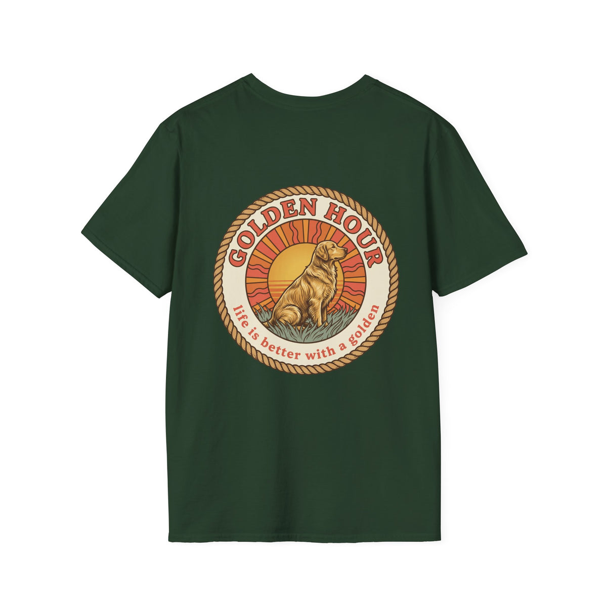 Golden Hour Dog T-Shirt — "Life Is Better With A Golden" Retro Paw Tee