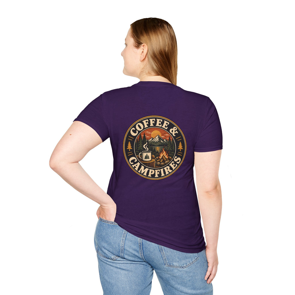 Coffee & Campfires T-Shirt — Vintage Outdoor Camping Graphic Tee