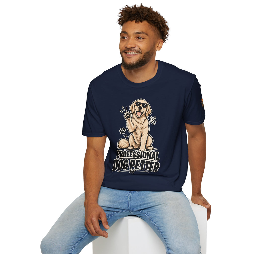 Professional Dog Petter T-Shirt — Cute Golden Retriever Paw Print Tee