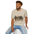 Cabin • Coffee • Calm T-Shirt — Rustic Cabin Coffee Graphic Tee