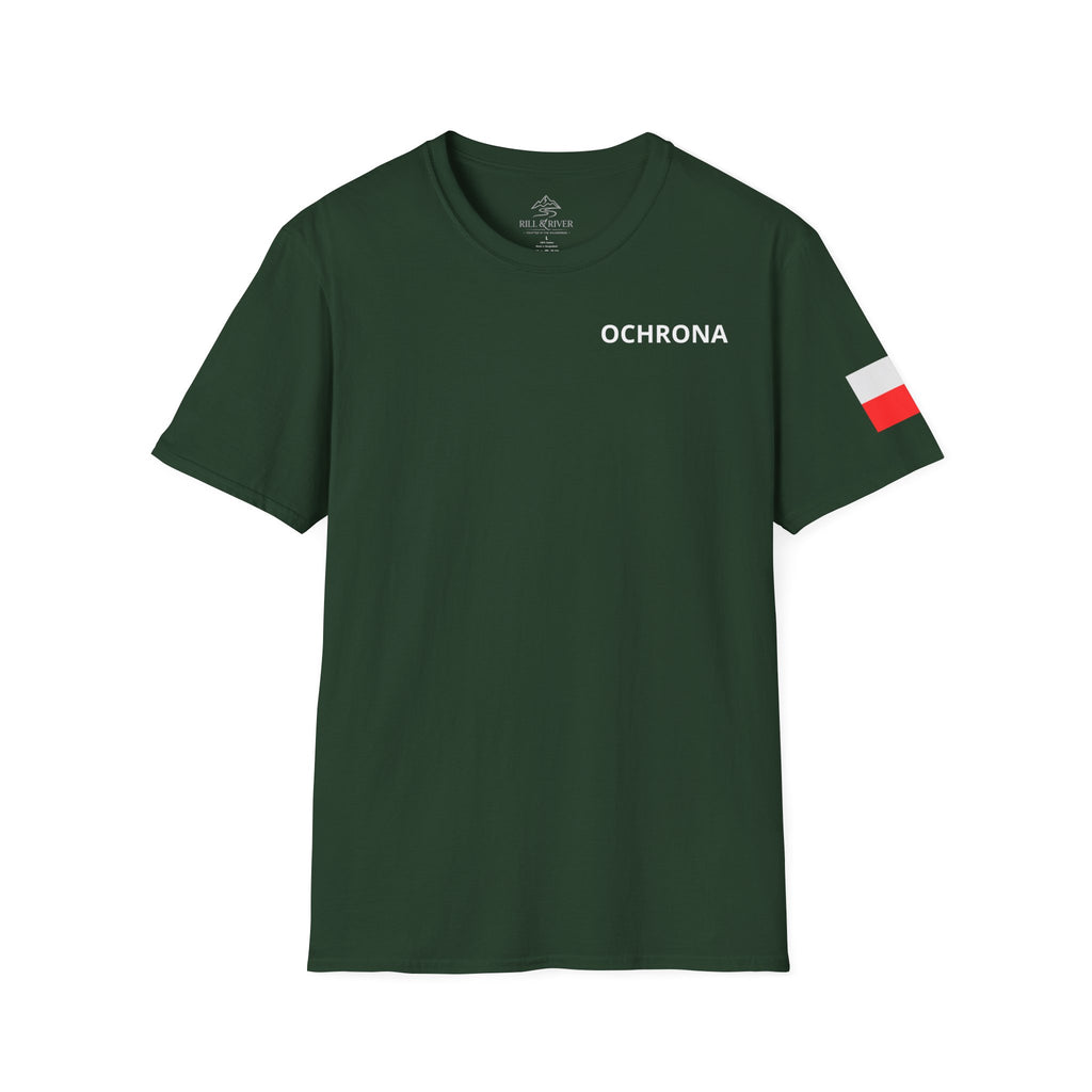 OCHRONA Security T‑Shirt — Polish Flag Sleeve Guard Tee