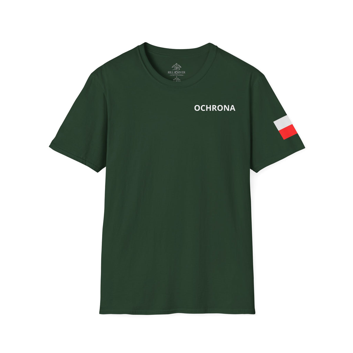 OCHRONA Security T‑Shirt — Polish Flag Sleeve Guard Tee