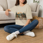 Cabin • Coffee • Calm T-Shirt — Rustic Cabin Coffee Graphic Tee