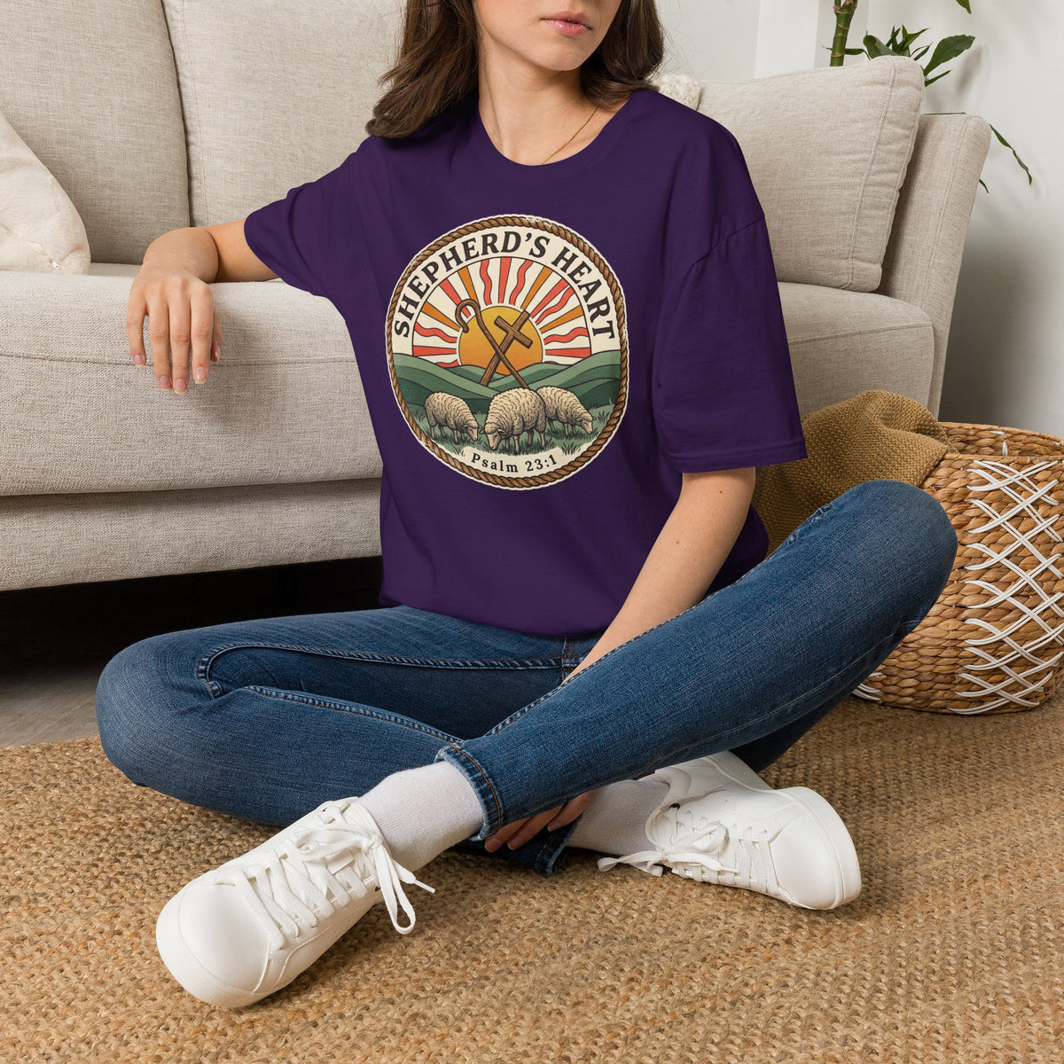 Copy of Shepherd’s Heart T-Shirt — Psalm 23:1 Vintage Christian Tee
