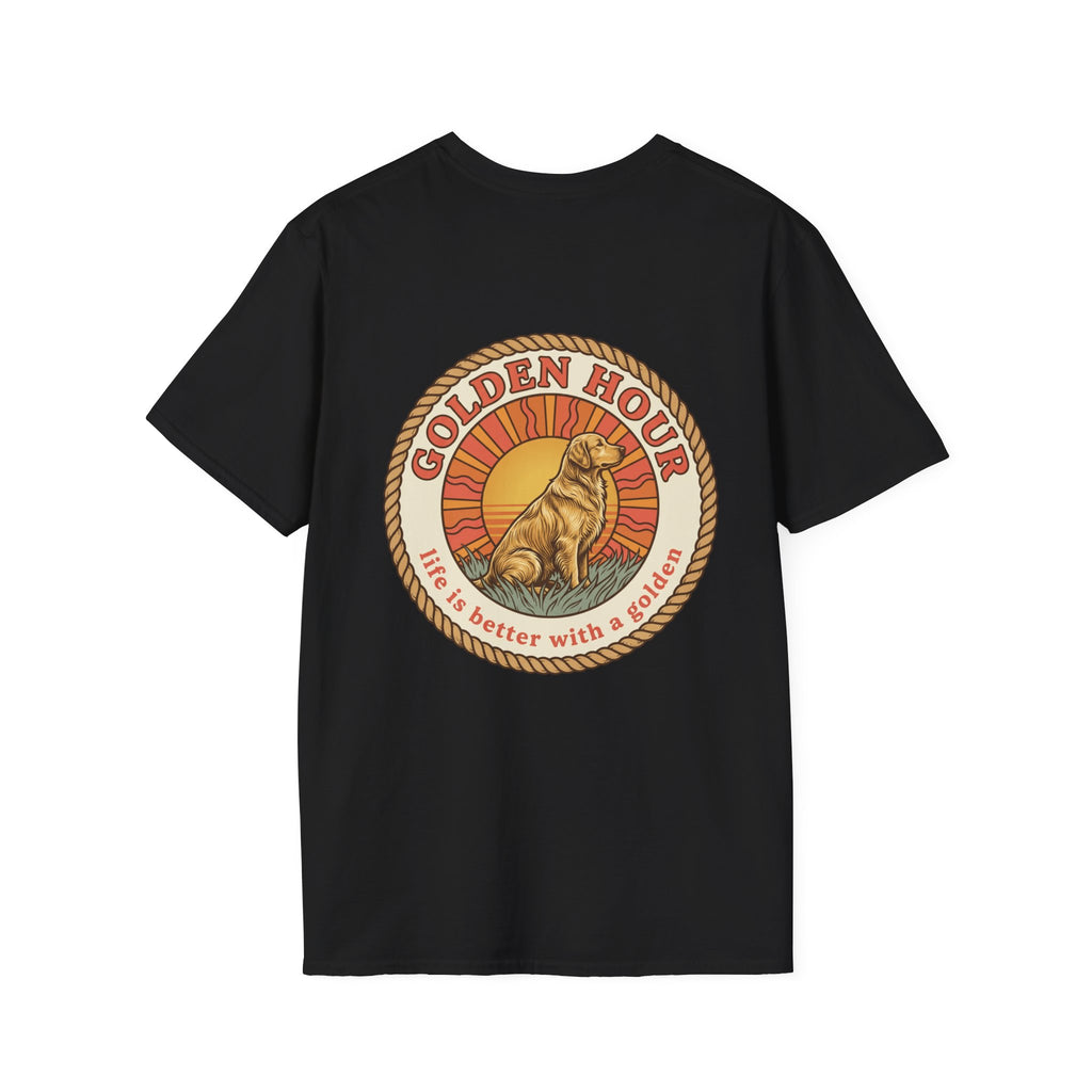 Golden Hour Dog T-Shirt — "Life Is Better With A Golden" Retro Paw Tee