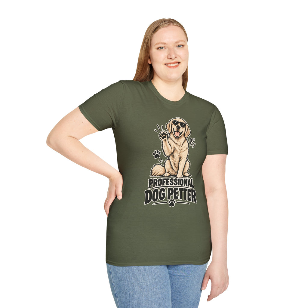 Professional Dog Petter T-Shirt — Cute Golden Retriever Paw Print Tee