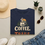 Coffee. Trails. Dogs. T-Shirt — Outdoor Coffee & Hiking Dog Tee