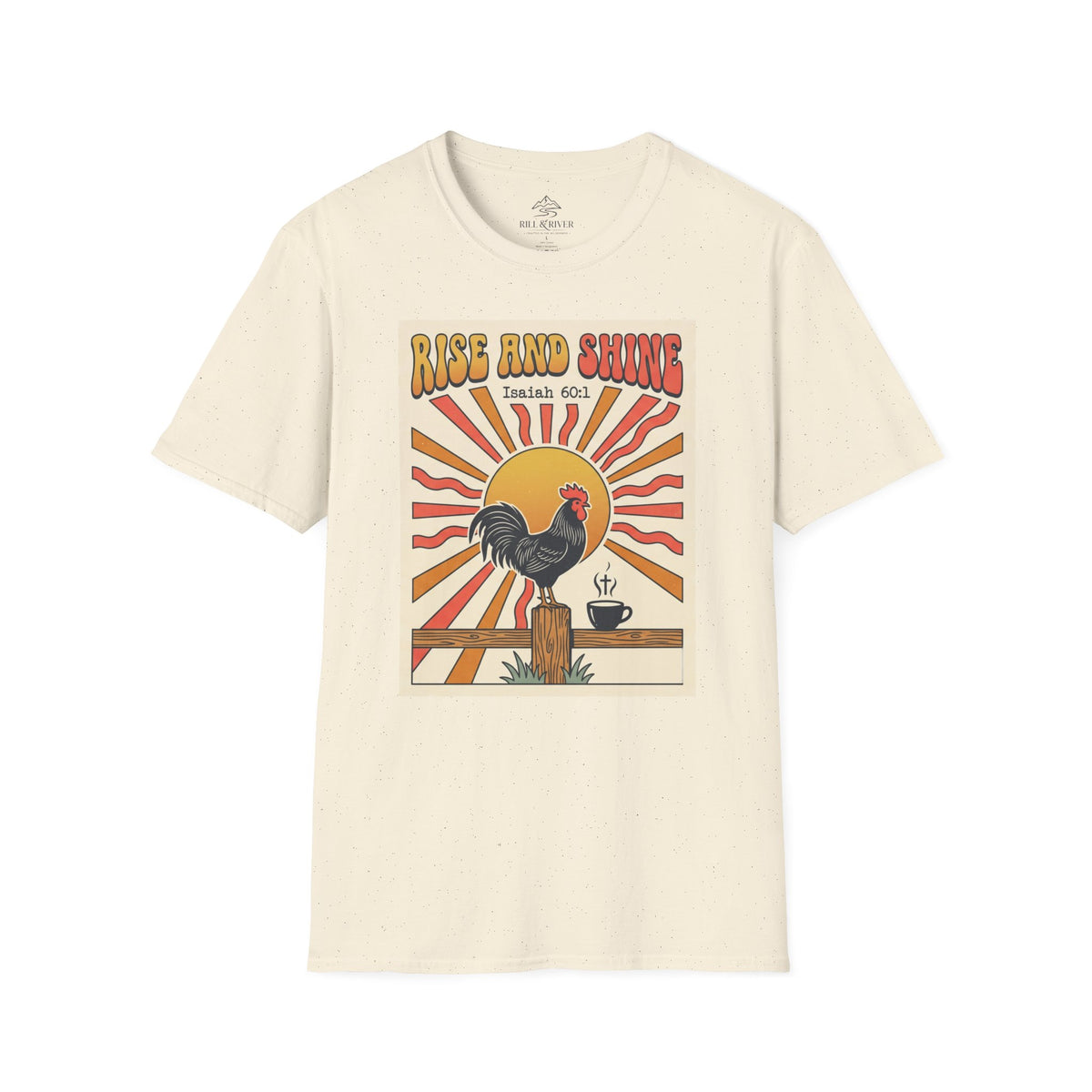 Rise and Shine Rooster T-Shirt — Vintage Sunrise Farm Morning Graphic Tee