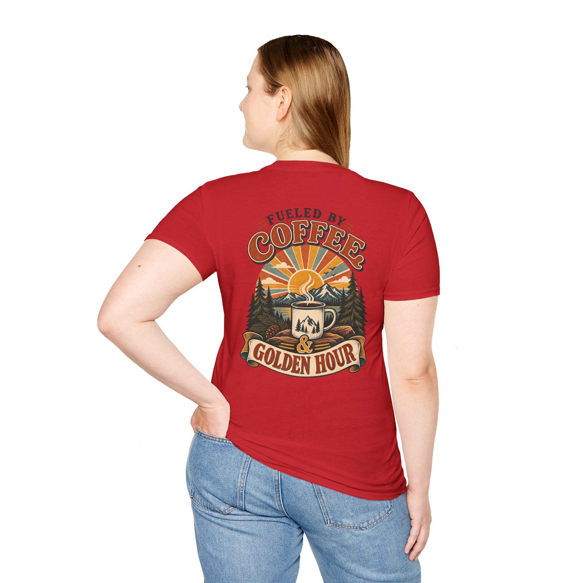 Coffee & Golden Hour T-Shirt — Fueled by Coffee Vintage Outdoor Graphic Tee