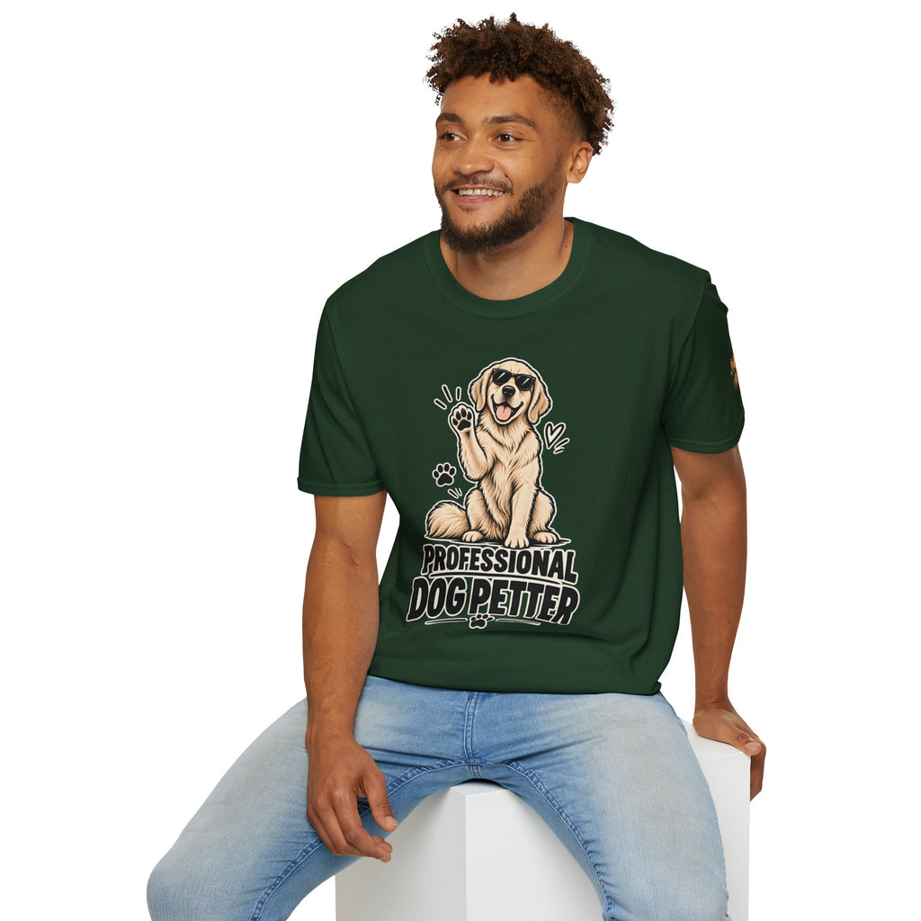 Professional Dog Petter T-Shirt — Cute Golden Retriever Paw Print Tee