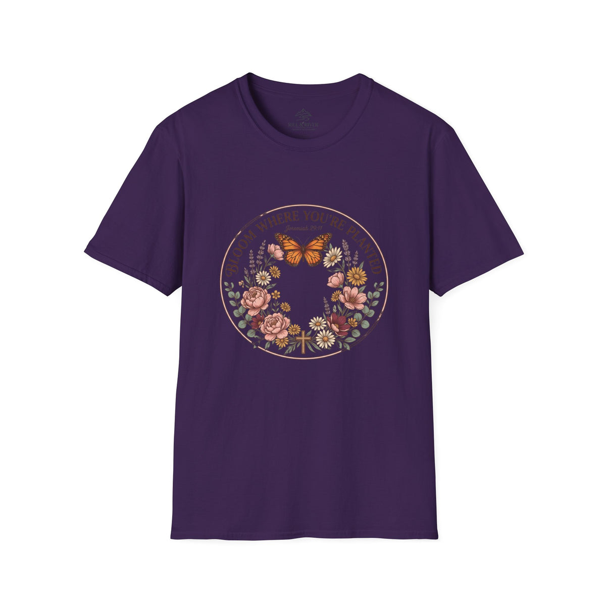 Copy of Bloom Where You’re Planted T-Shirt — Floral Butterfly Inspirational Tee