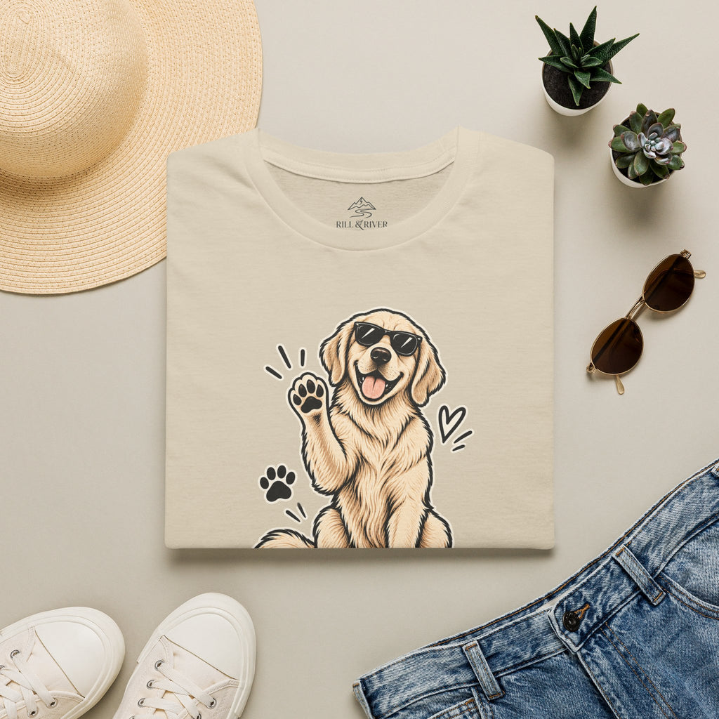 Professional Dog Petter T-Shirt — Cute Golden Retriever Paw Print Tee