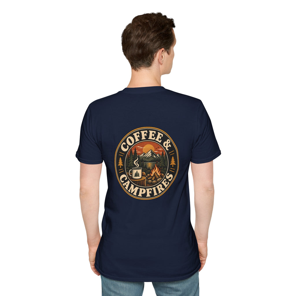 Coffee & Campfires T-Shirt — Vintage Outdoor Camping Graphic Tee