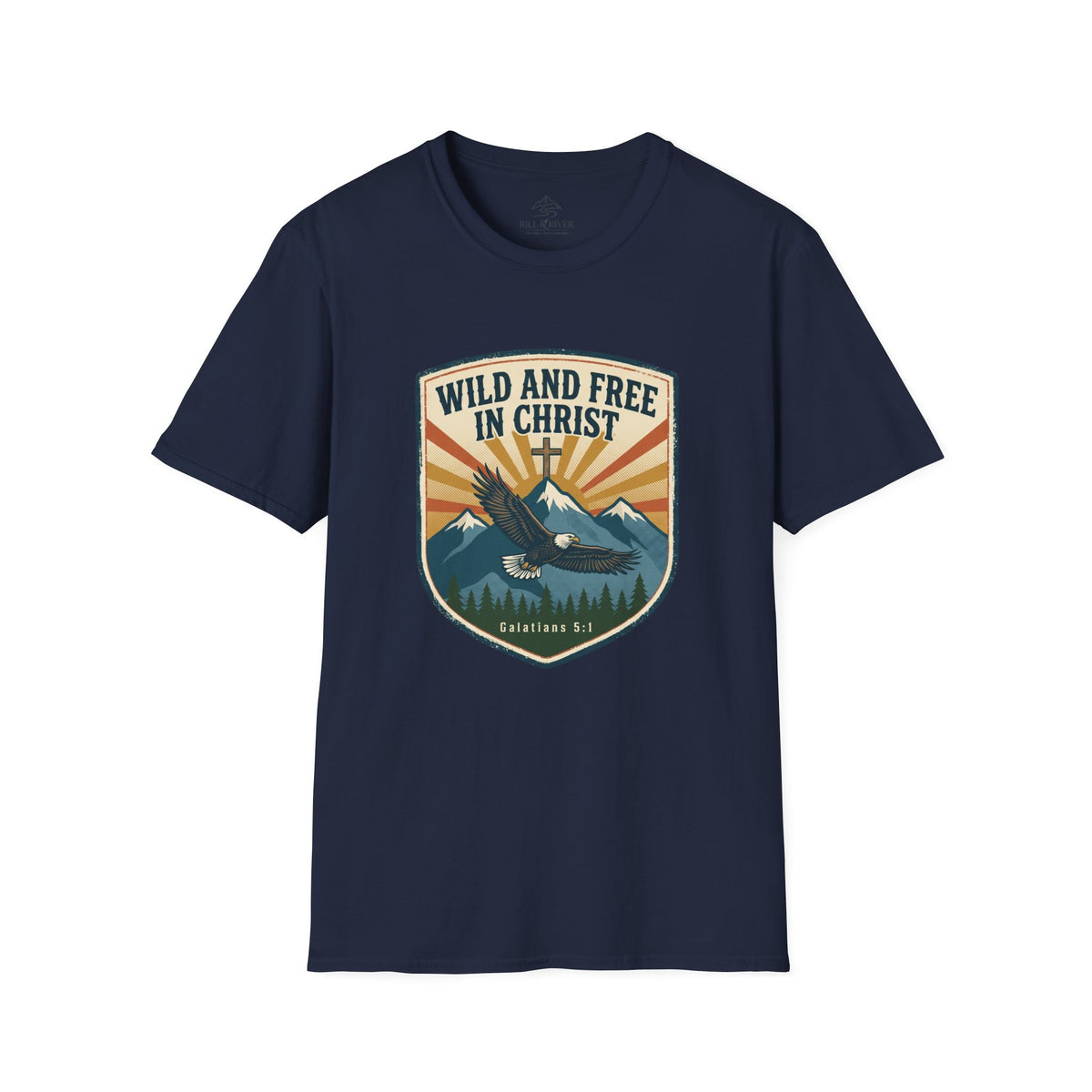 Christian Outdoors T-Shirt — "Wild and Free in Christ" Graphic