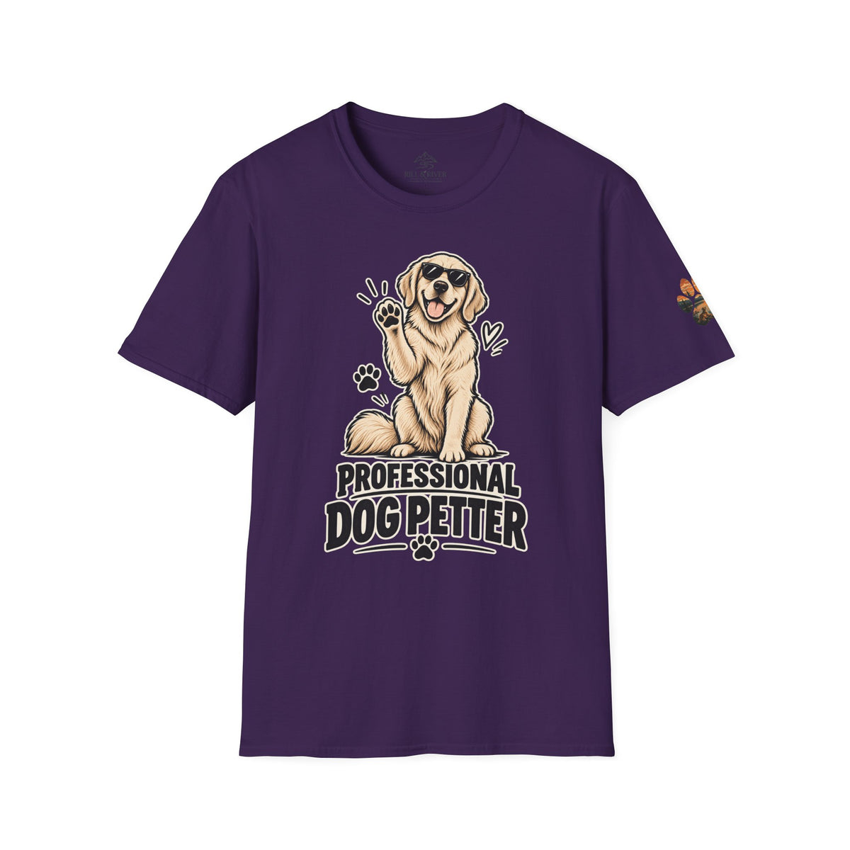 Professional Dog Petter T-Shirt — Cute Golden Retriever Paw Print Tee
