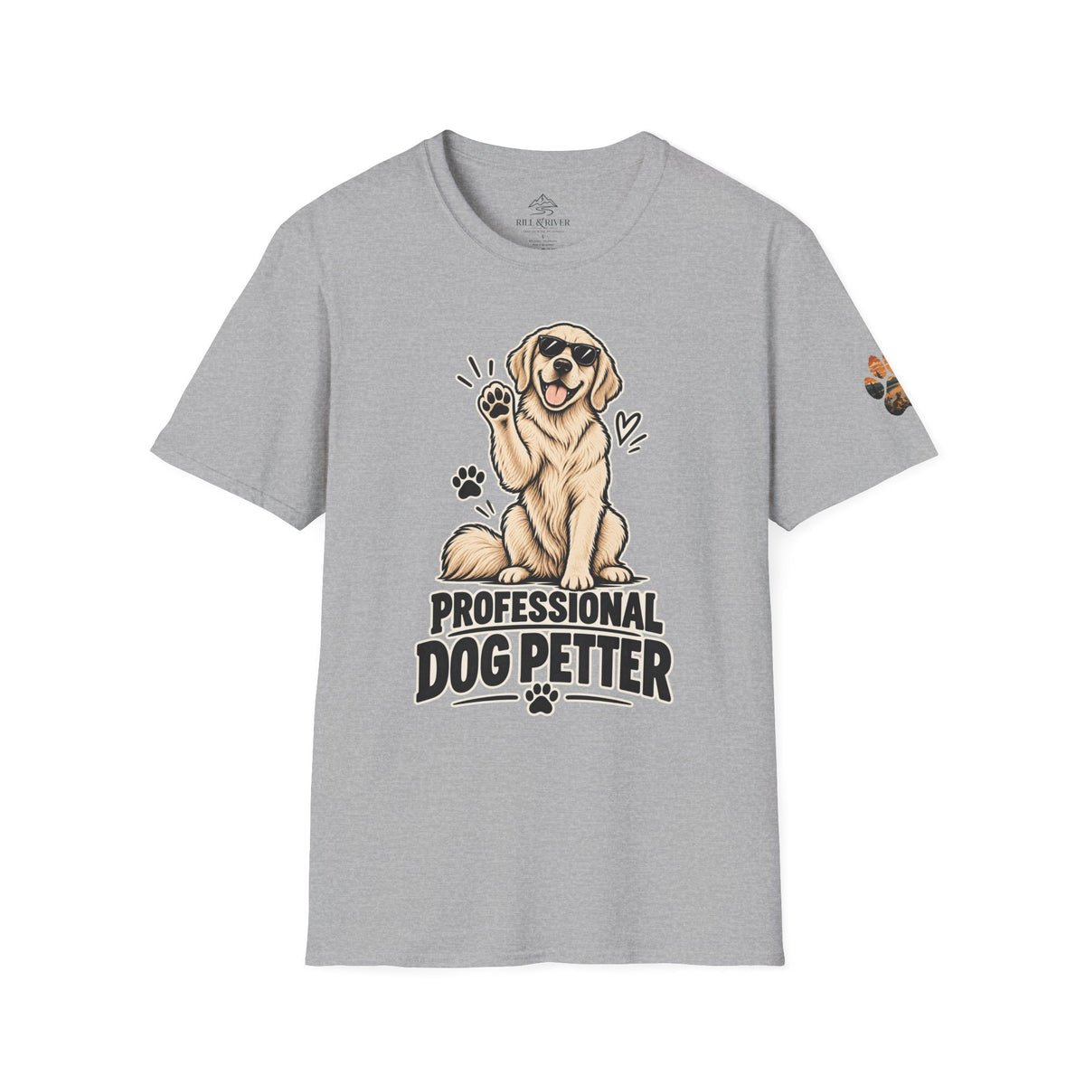 Professional Dog Petter T-Shirt — Cute Golden Retriever Paw Print Tee