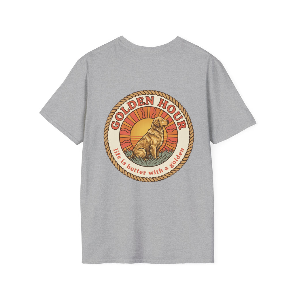 Golden Hour Dog T-Shirt — "Life Is Better With A Golden" Retro Paw Tee