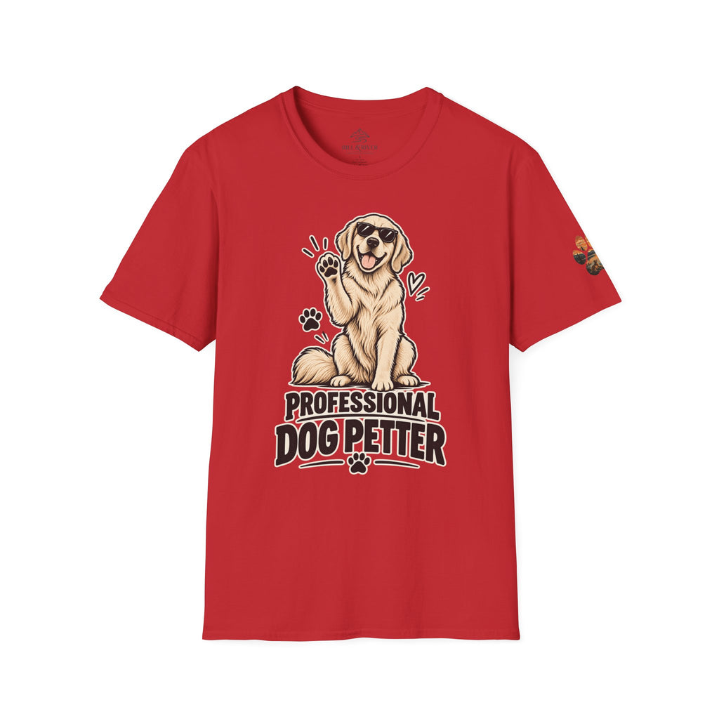 Professional Dog Petter T-Shirt — Cute Golden Retriever Paw Print Tee