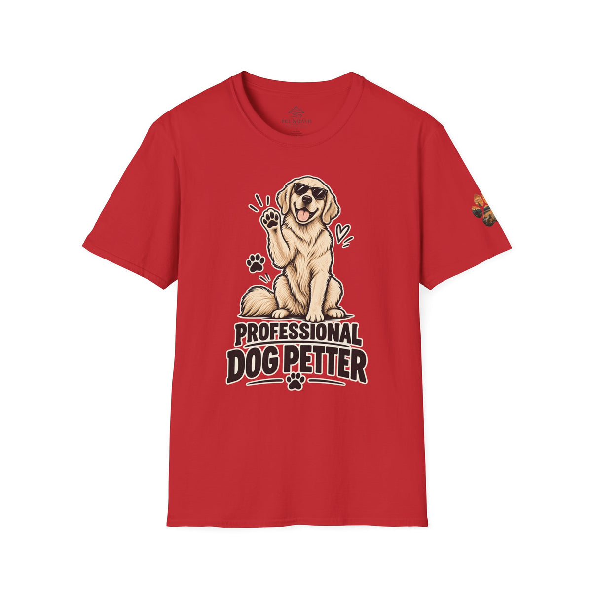 Professional Dog Petter T-Shirt — Cute Golden Retriever Paw Print Tee