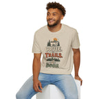 Coffee. Trails. Dogs. T-Shirt — Outdoor Coffee & Hiking Dog Tee