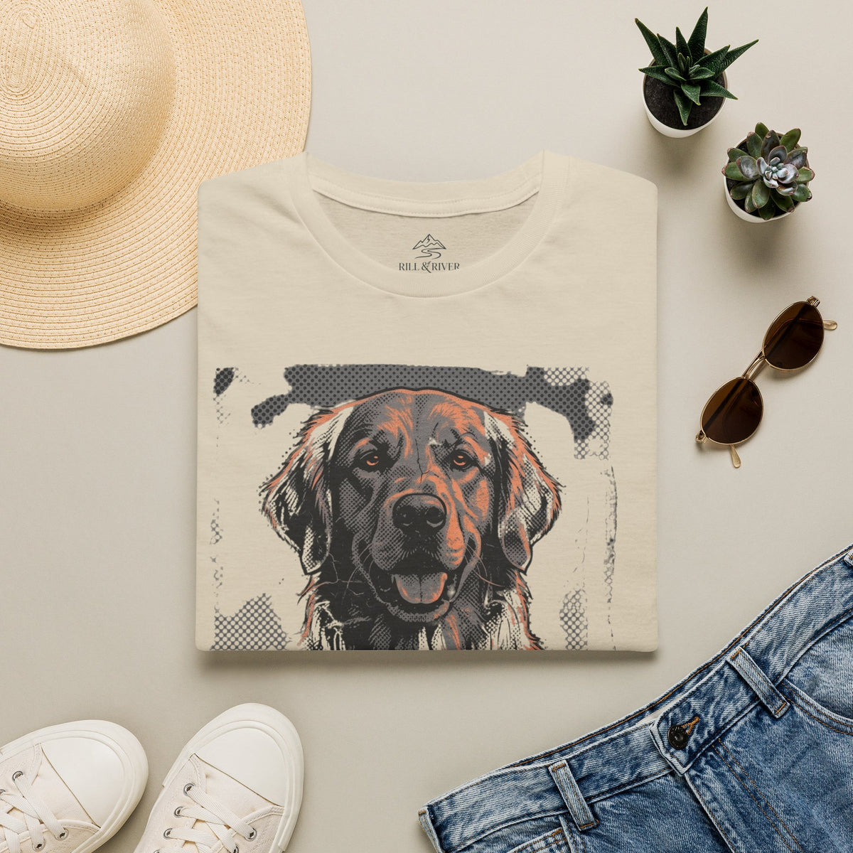 Golden Hour Retriever Club T-Shirt — Retro Dog Portrait Tee