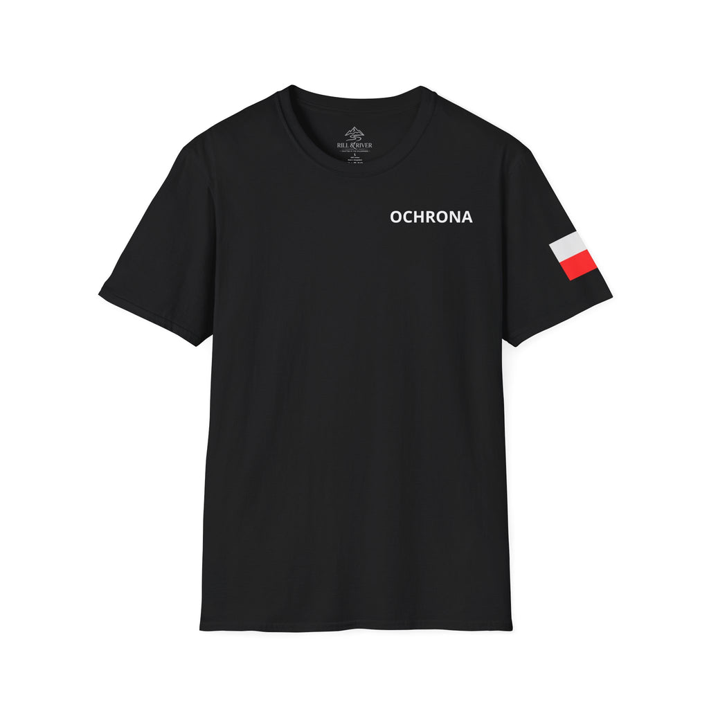 OCHRONA Security T‑Shirt — Polish Flag Sleeve Guard Tee