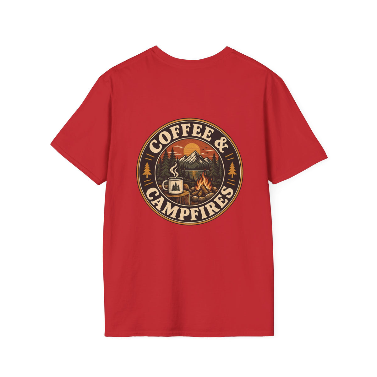 Coffee & Campfires T-Shirt — Vintage Outdoor Camping Graphic Tee