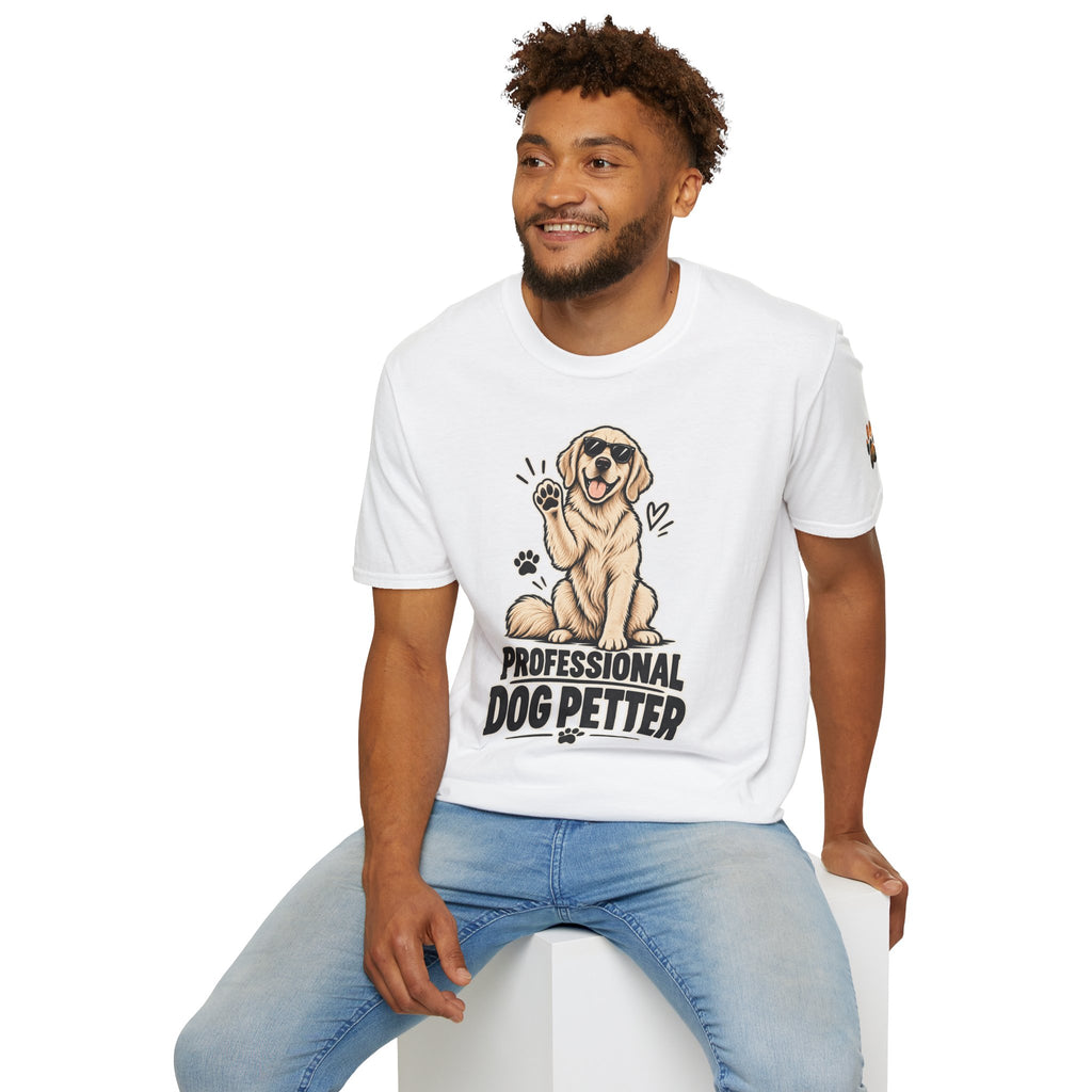 Professional Dog Petter T-Shirt — Cute Golden Retriever Paw Print Tee
