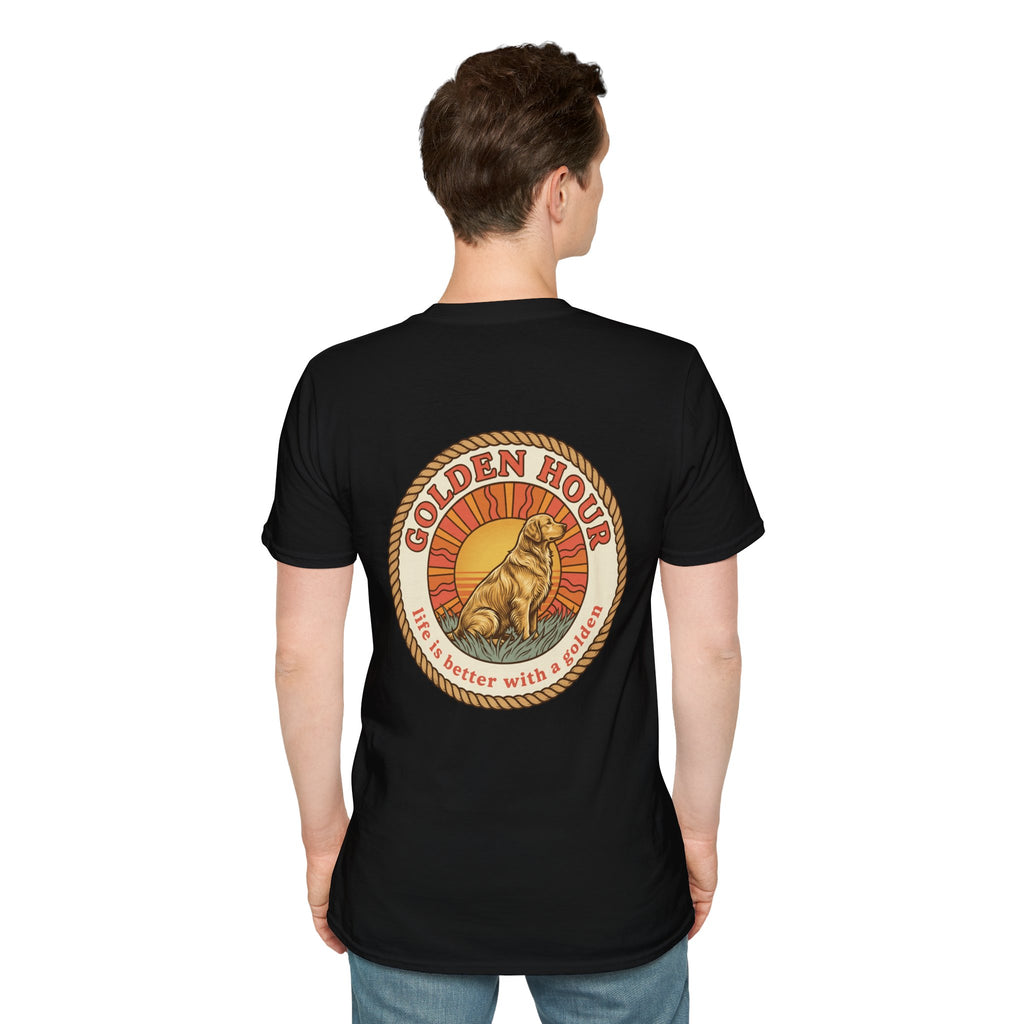 Golden Hour Dog T-Shirt — "Life Is Better With A Golden" Retro Paw Tee