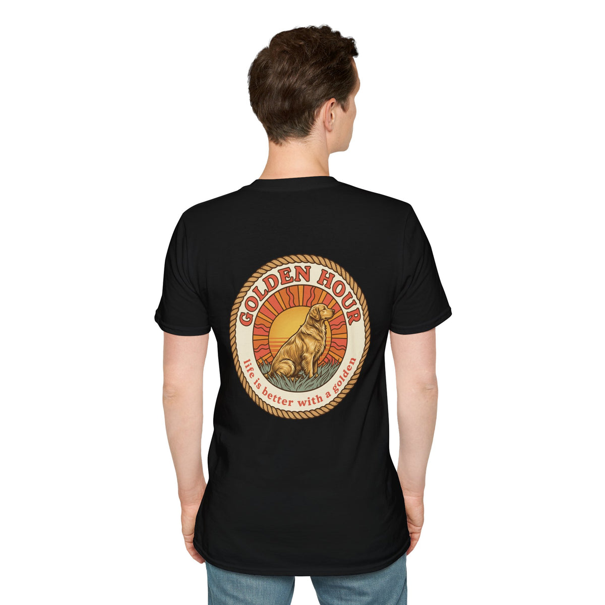 Golden Hour Dog T-Shirt — "Life Is Better With A Golden" Retro Paw Tee