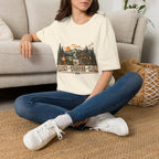 Cabin • Coffee • Calm T-Shirt — Rustic Cabin Coffee Graphic Tee