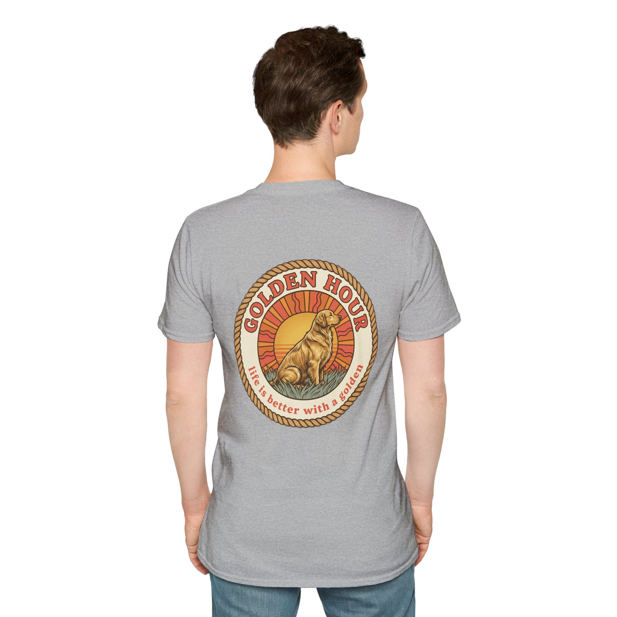 Golden Hour Dog T-Shirt — "Life Is Better With A Golden" Retro Paw Tee