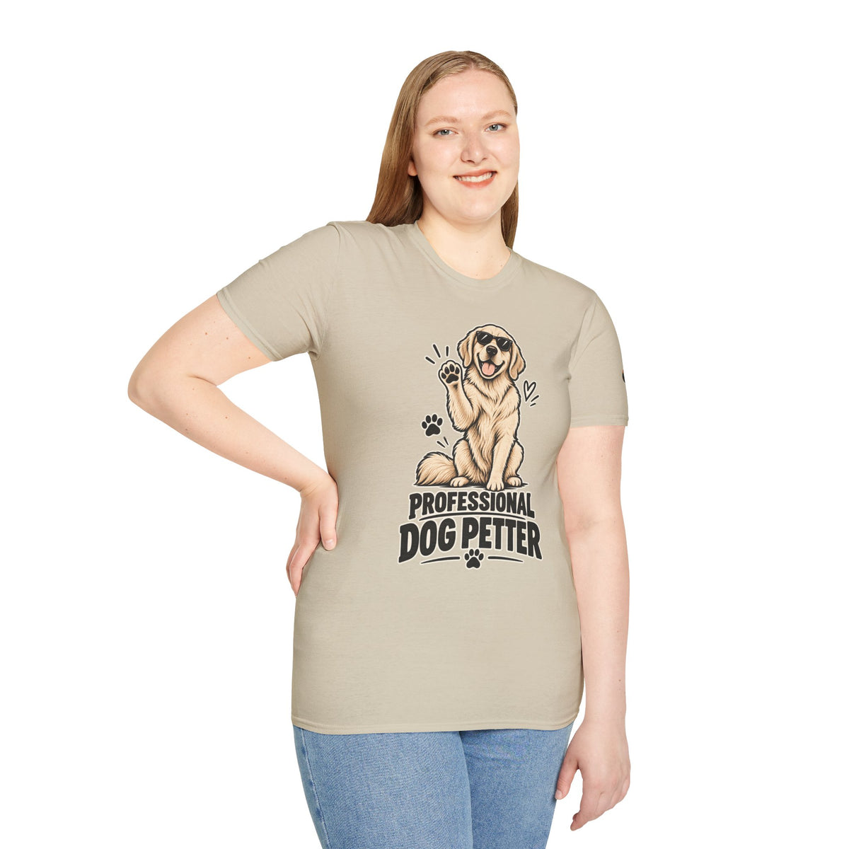 Professional Dog Petter T-Shirt — Cute Golden Retriever Paw Print Tee