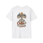But First Coffee & Trails T-Shirt — Outdoor Coffee Lover Graphic Tee