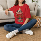 Coffee. Trails. Dogs. T-Shirt — Outdoor Coffee & Hiking Dog Tee