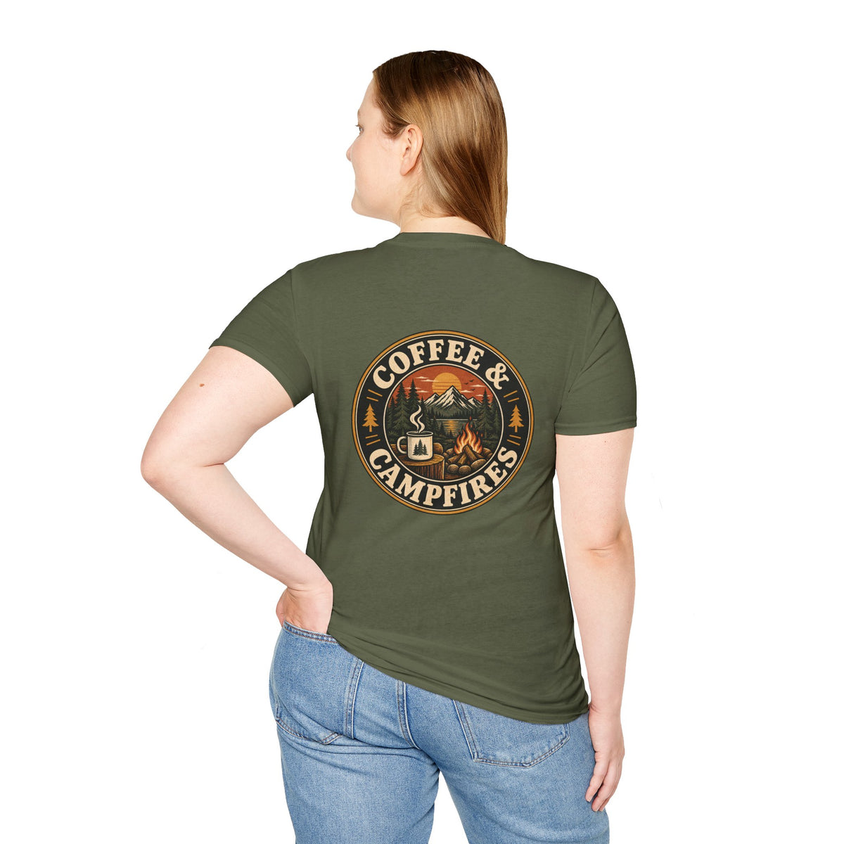 Coffee & Campfires T-Shirt — Vintage Outdoor Camping Graphic Tee