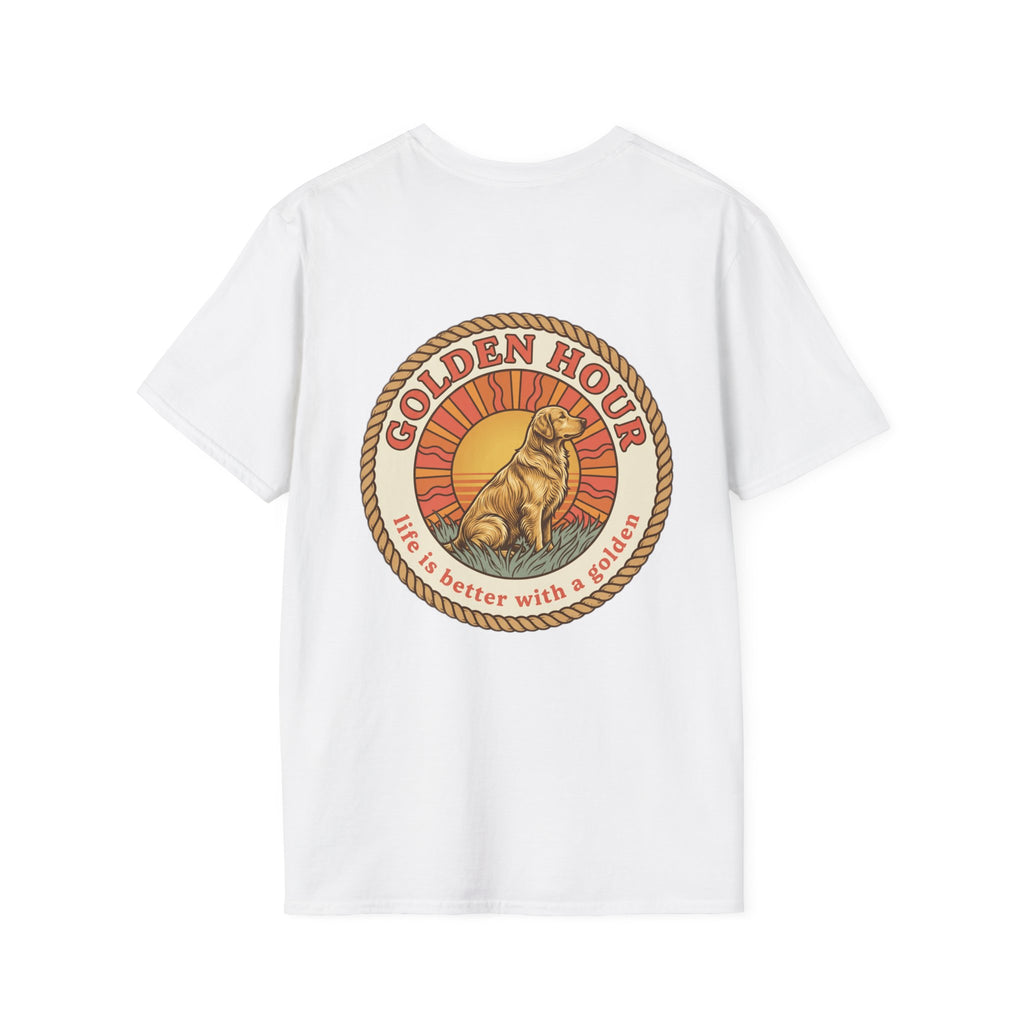 Golden Hour Dog T-Shirt — "Life Is Better With A Golden" Retro Paw Tee