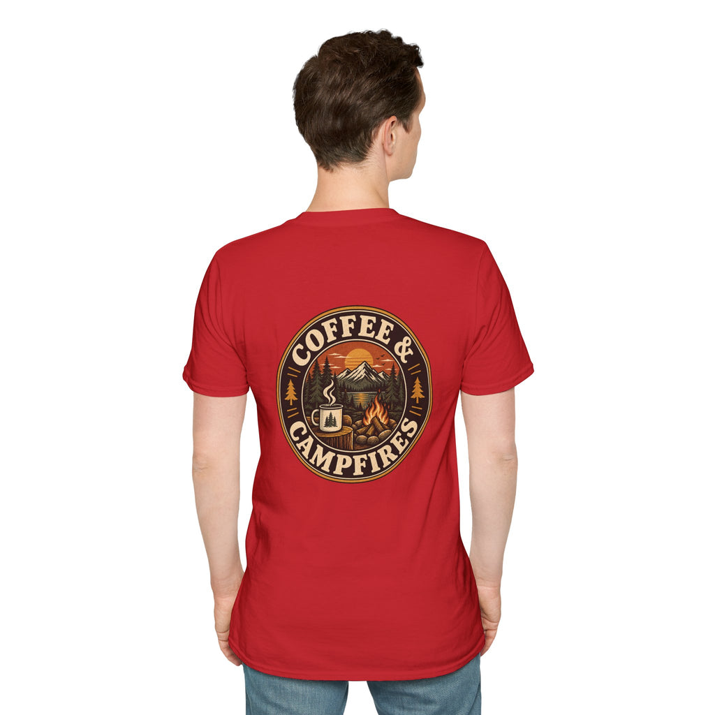 Coffee & Campfires T-Shirt — Vintage Outdoor Camping Graphic Tee