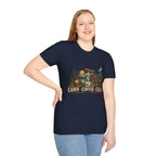 Cabin • Coffee • Calm T-Shirt — Rustic Cabin Coffee Graphic Tee