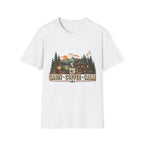 Cabin • Coffee • Calm T-Shirt — Rustic Cabin Coffee Graphic Tee