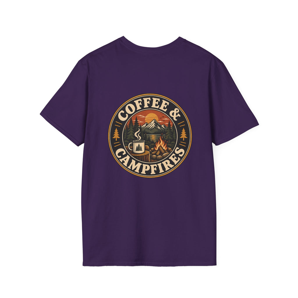 Coffee & Campfires T-Shirt — Vintage Outdoor Camping Graphic Tee