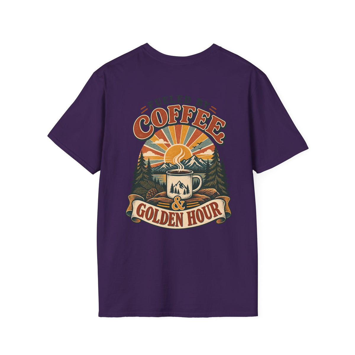 Coffee & Golden Hour T-Shirt — Fueled by Coffee Vintage Outdoor Graphic Tee