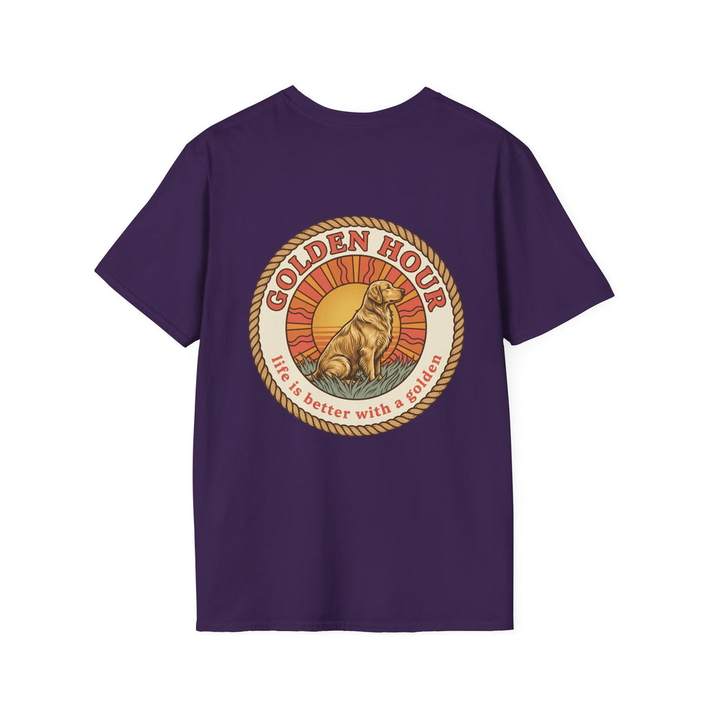 Golden Hour Dog T-Shirt — "Life Is Better With A Golden" Retro Paw Tee