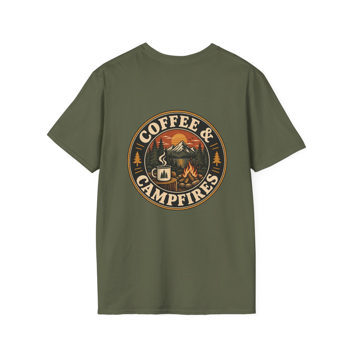 Coffee & Campfires T-Shirt — Vintage Outdoor Camping Graphic Tee