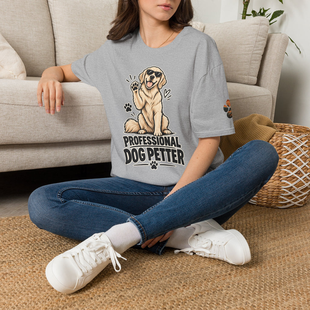 Professional Dog Petter T-Shirt — Cute Golden Retriever Paw Print Tee