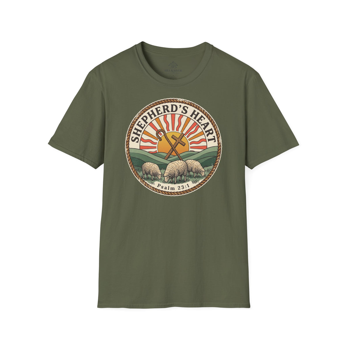 Copy of Shepherd’s Heart T-Shirt — Psalm 23:1 Vintage Christian Tee